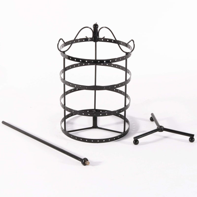 PENGKE Earring Holder Organizer,360 Rotating Earring Organizer, 4 Tiers 144 Holes Earring Jewelry Display Stands,Metal Necklace Jewlery Holder,12.2 x6 inch Black - Image 3